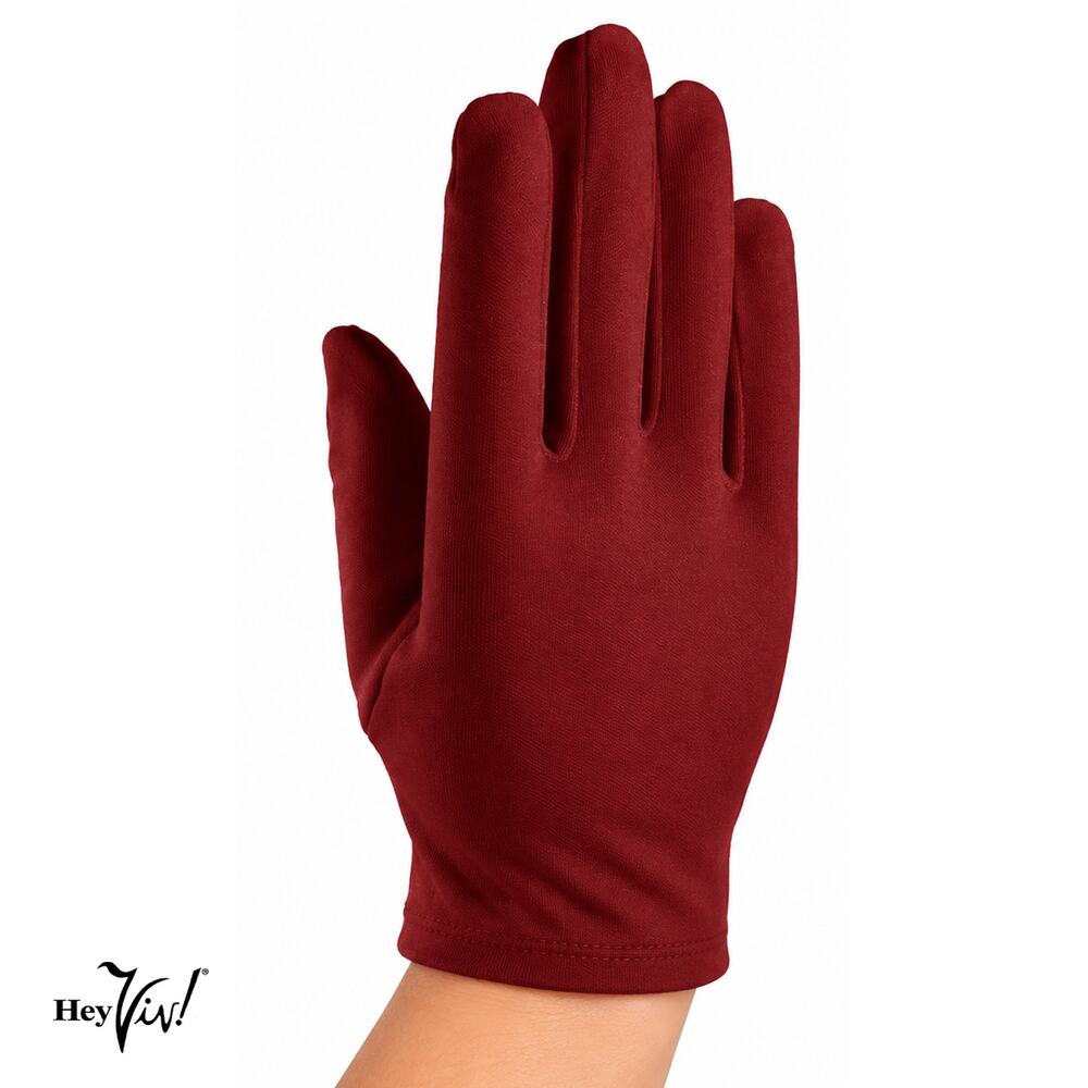 Burgundy Wrist Length Stretch Nylon Dress Gloves Wedding Church Formal - Hey Viv